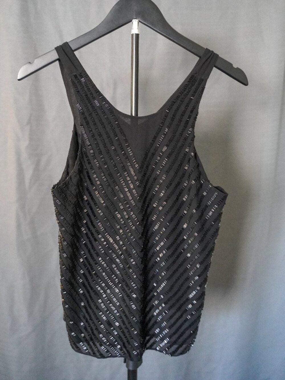River Island Black Beaded Sleeveless Top Size 8
